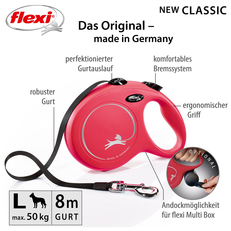flexi New Classic L strap 8 m red for dogs up to 50 kg L 8 m - BeesActive Australia