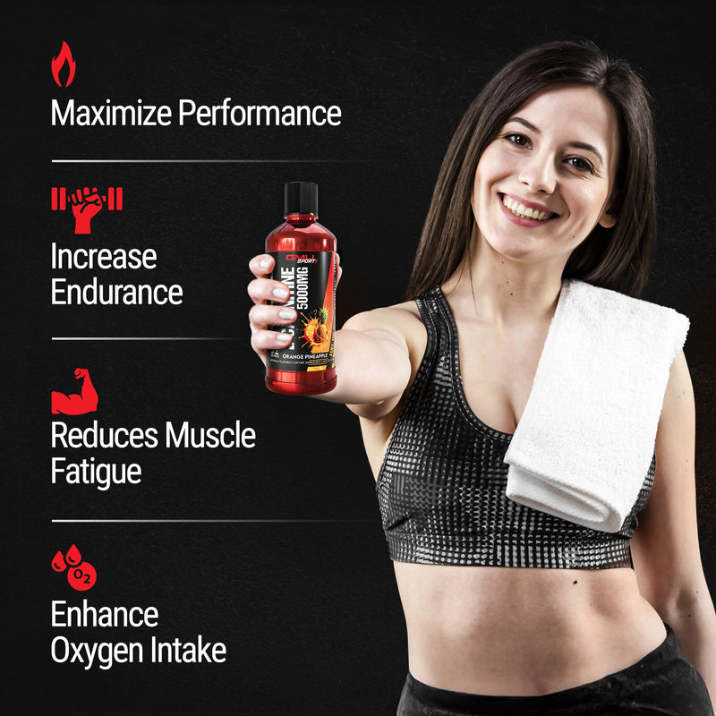 Liquid L-Carnitine 5000mg – Orange Pineapple – Metabolic, Energy and Muscle Support Supplement – Stimulant-Free Pre Workout Alternative for Endurance, Exercise & Recovery – 32 Servings – GMU Sport