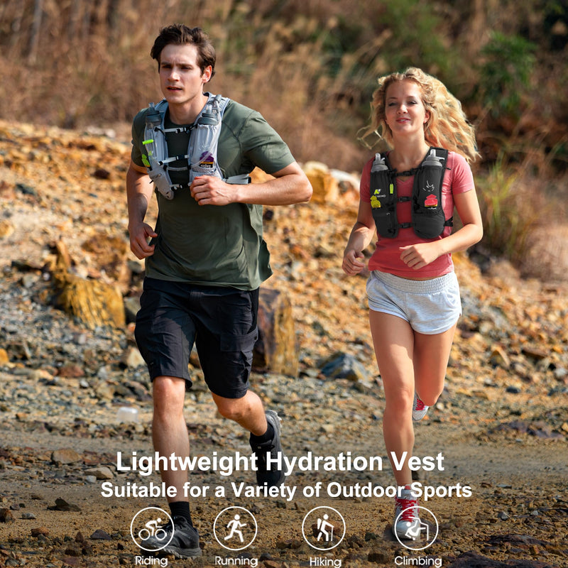 Running Vest with Water Bladder 1.5 Liter, Small Hydration Water Vest, Lightweight Hydration Pack Multi-Pocket 11x - for Hiking Race Trail Marathon for Women Men Black