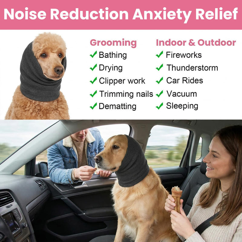 4 Pcs Dog Ear Muffs, 3 Size Stretchy Hoodie for Dog, Non-Noise Dogs Ear Muffs, Cute Dogs Ears Covers for Neck Grooming Drying Noise Protection Warmer Bath(Small/Medium/Large)