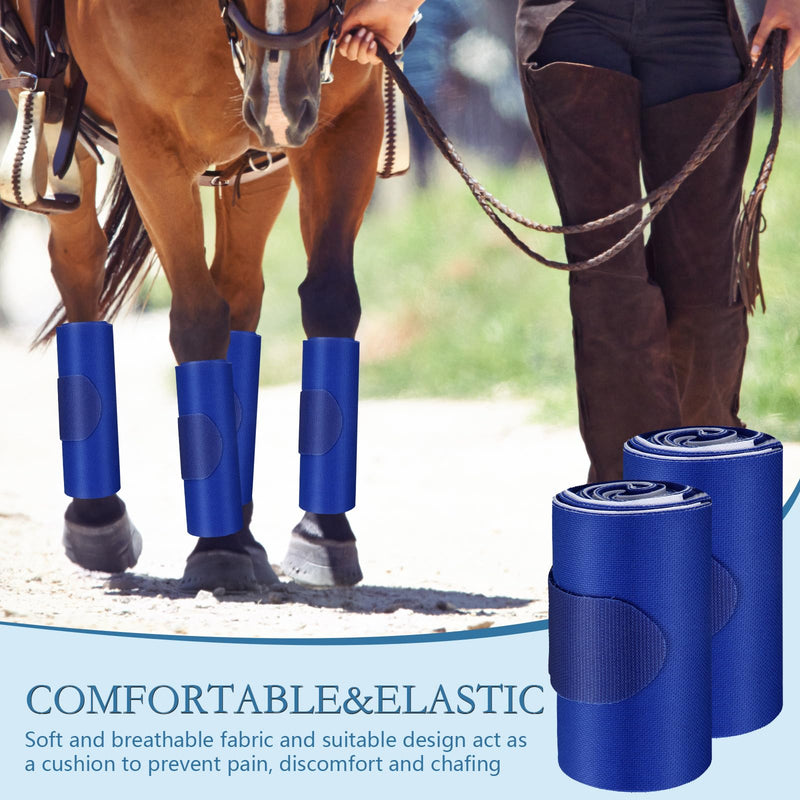 Set of 4 Horse No Bow Bandage 3D Contoured Standing Wrap Bandages Stable Nylon Horse Leg Wraps for Helping Prevent Horse from Tendon Damage and Keep Horses Clean and Safe (Dark Blue) Dark Blue - BeesActive Australia