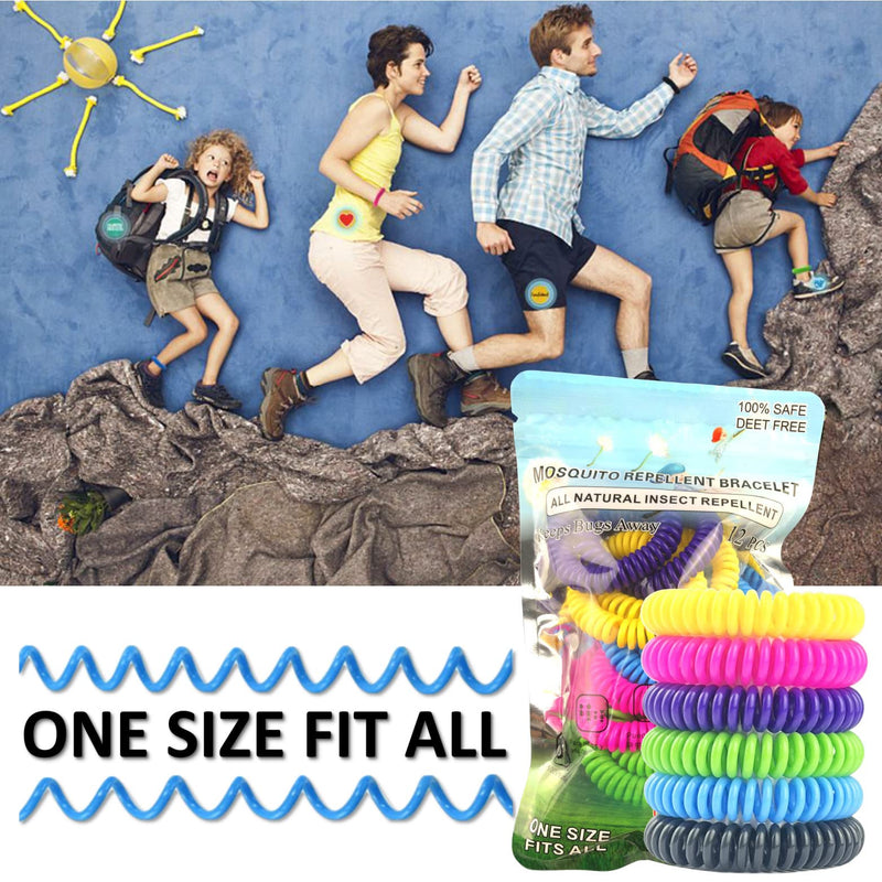Mosquito Repellent Bracelet 12 Pack Natural Mosquito Repellent Band with 24 Pcs Stickers Safe for Kids and Adults Waterproof Insect Repellent Wristband for Indoor and Outdoor Protection UP to 300Hrs - BeesActive Australia