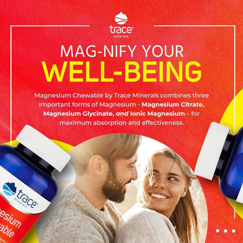 Trace Minerals Magnesium Chewable, Raspberry Lemon, 120 Count | Sugar free chewable magnesium that promotes a calm mood, focus, and muscle relaxation. 30 servings.