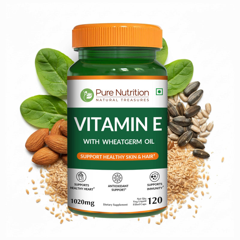 Pure Nutrition Vitamin E with Wheatgerm Oil, 1020mg |120 Caps | Natural Source of Vitamin E | Hair and Skin Supplement | Non GMO 120 Count (Pack of 1)