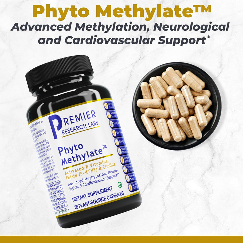 Premier Research Labs Phyto Methylate - B Vitamin Supplement - Supports Methylation, Detox, Brain & Heart Health - 5-MTHF & P5P - 60 Plant-Source Capsules