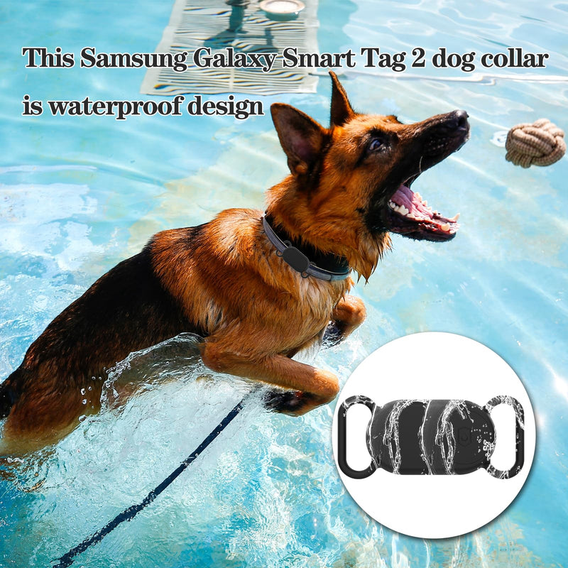 2 Pack Waterproof Dog Collar Holder Compatible with Samsung Galaxy SmartTag 2, Silicone GPS Tracker Hidden for Galaxy Smart Tag 2, Anti-Lost Dog Collar Galaxy Smart Tag 2 Case(Black,Black) Black,Black 2 Pack - BeesActive Australia