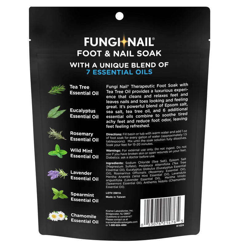 Fungi-Nail Foot & Nail Soak with Tea Tree Oil - Moisturize, Reduce Foot Odor, & Soothe Aching Feet - A Therapeutic Blend of Rich Mineral Epsom Salt, Pure Sea Salt, and 7 Essential Oils - 1 Pound - BeesActive Australia