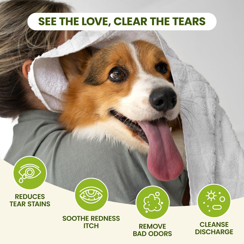 Eye Wipes for Dogs & Cats, Hypoallergenic Dog Eye Wipes Cleaner, Natural Cleaning Grooming Pet Wipes Gently Remove Tear Stain, Eye Debris, Discharge, Mucus, Non-Irritating, Unscent, 100 PCS Unscented - PawsPlanet Australia