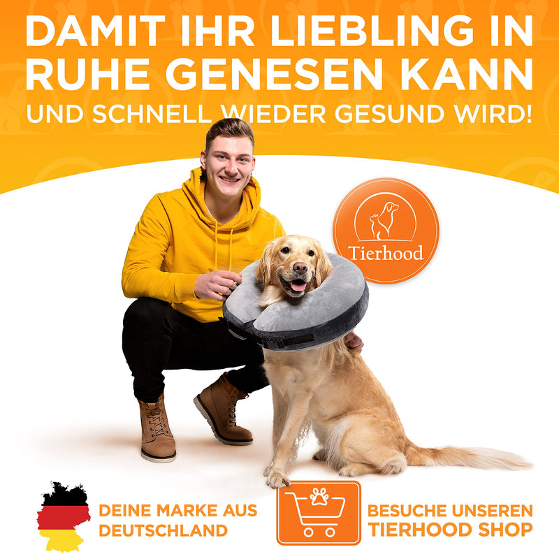 Tierhood Dog Neck Brace - Inflatable Dog Collar Leak Protection Dog - Dog Neck Brace Soft - Collar for Dogs After Surgery - Protective Dog Collar - Quick Recovery for Injured or Operated Areas - L Grey - BeesActive Australia