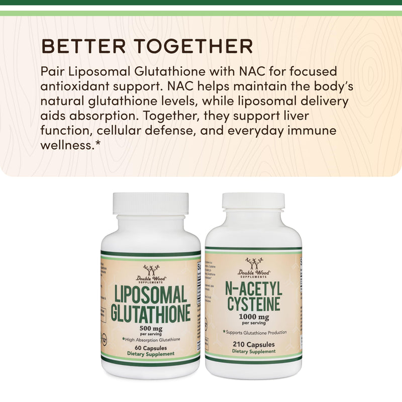 Liposomal Glutathione 500mg, Skin + Detox Support, 60 Capsules | Skin + Detox Supplement, CELLg8 Liposomal Delivery, Brighter, Even-Toned Skin, Liver Support, No Aftertaste, 30-Day Supply 60 Count (Pack of 1)