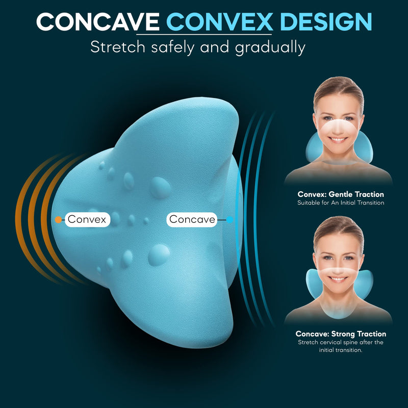 Neck Stretcher Cervical Traction, FSA HSA Eligible, Neck and Shoulder Relaxer for Pain Relief, Ergonomic Neck Pillow, Neck Hump Corrector, Cervical Spine Alignment, Neck Curve Corrector (Light Blue) Light Blue - BeesActive Australia