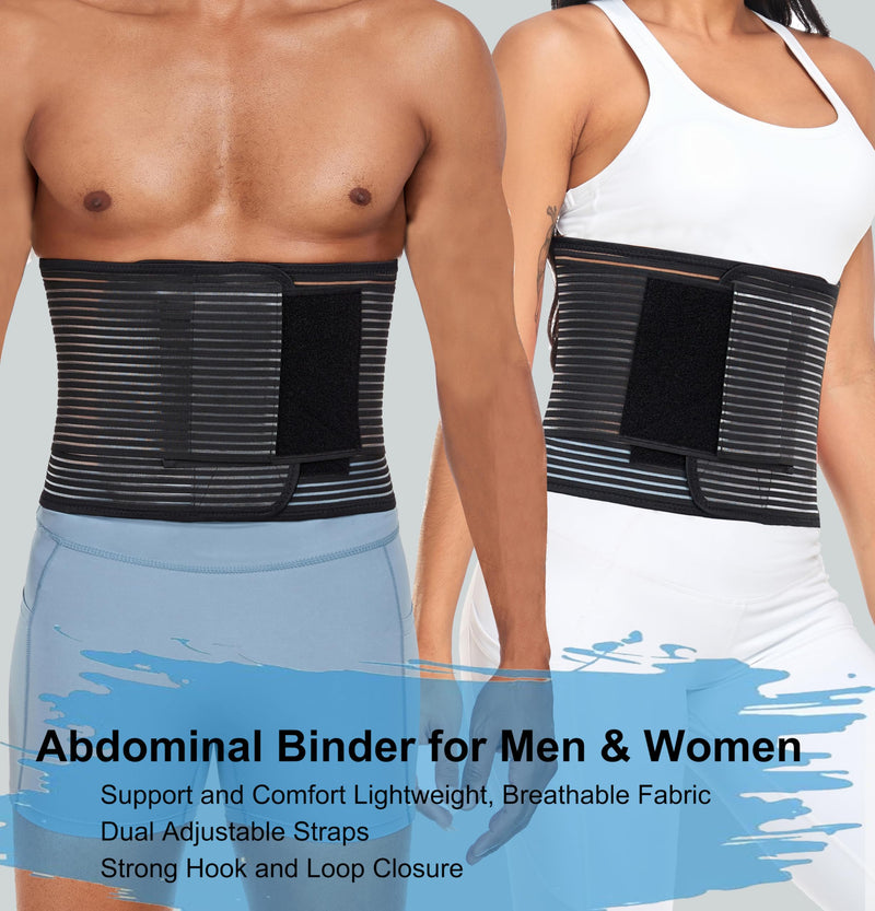 Abdominal Binder Post Surgery Hernia Support Belt Belly Wrap for Men Women, Post-Surgery Stomach Compression Belly Band for Post C Section, Natural Birth, Abdominal Injuries (Black, X-Large) Black