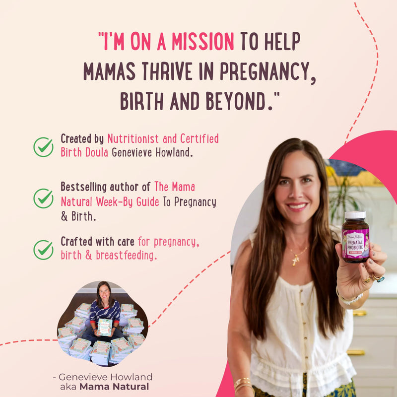 Mama Natural Prenatal Probiotics for Women – Gut & Immune Support for Pregnancy, Breastfeeding & Postpartum* | 25 Billion CFU, 12 Strain Probiotic & Prebiotic Blend to Support Mom and Baby