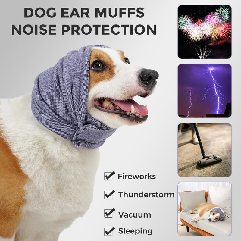 Dog Ear Muffs Hoodie Breathable Ear Warmers with Noise Reduction for Anxious Dogs in Fireworks Thunderstorm Street Noise Soft Comfort for Small Medium Dog (Purple, S) Purple