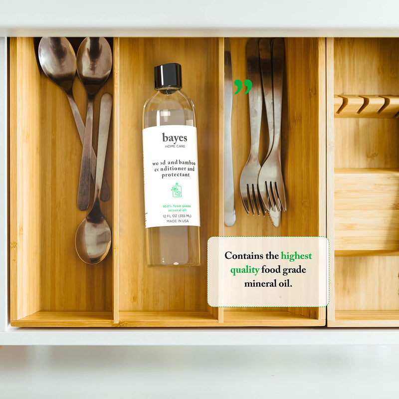 Bayes Food Grade Mineral Oil for Cutting Board - Mineral Oil Food Grade for Bamboo, Teak & Wood Conditioner and Protectant - Cutting Board Oil Food Grade Formula - Wood Oil for Cutting Board - 12 oz 12 Fl Oz (Pack of 1) - BeesActive Australia