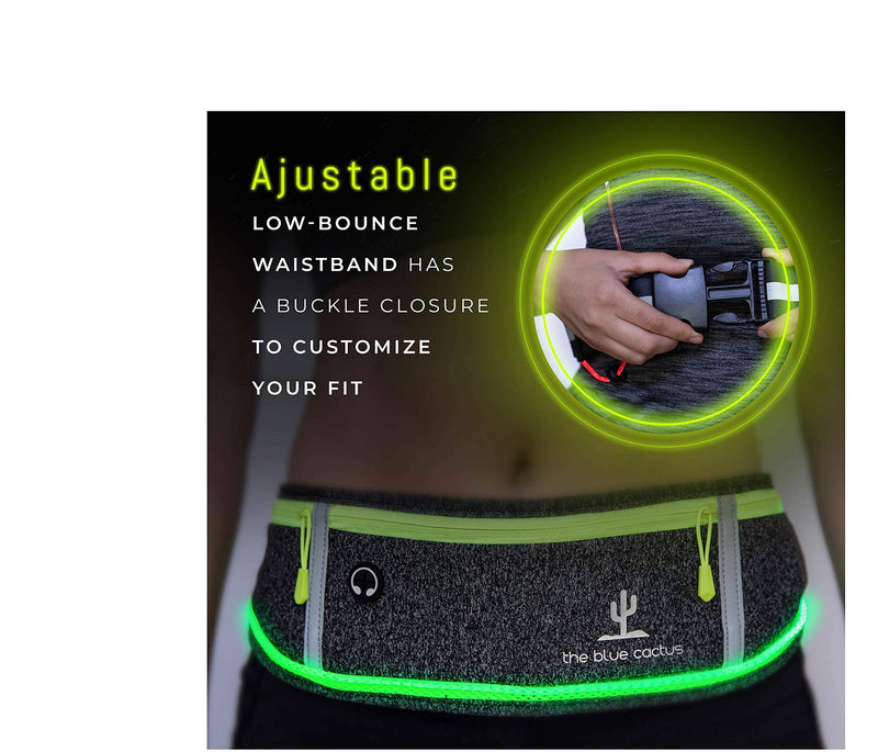 Reflective Running Light Belt with Zipper Pockets and USB Rechargeable, Night Safety Gear for Runners, Dog Walking Gear, Runners Reflective Belt Fits Women, Men, Kids, and Dogs - BeesActive Australia