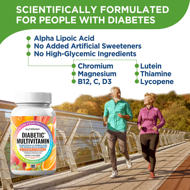 NutraPep Premium Multivitamin Chewable Gummies for Women & Men - Sugar-Free & Gluten Free Supplement Vitamins - Calcium Magnesium Zinc Manganese Thiamine Biotin…
