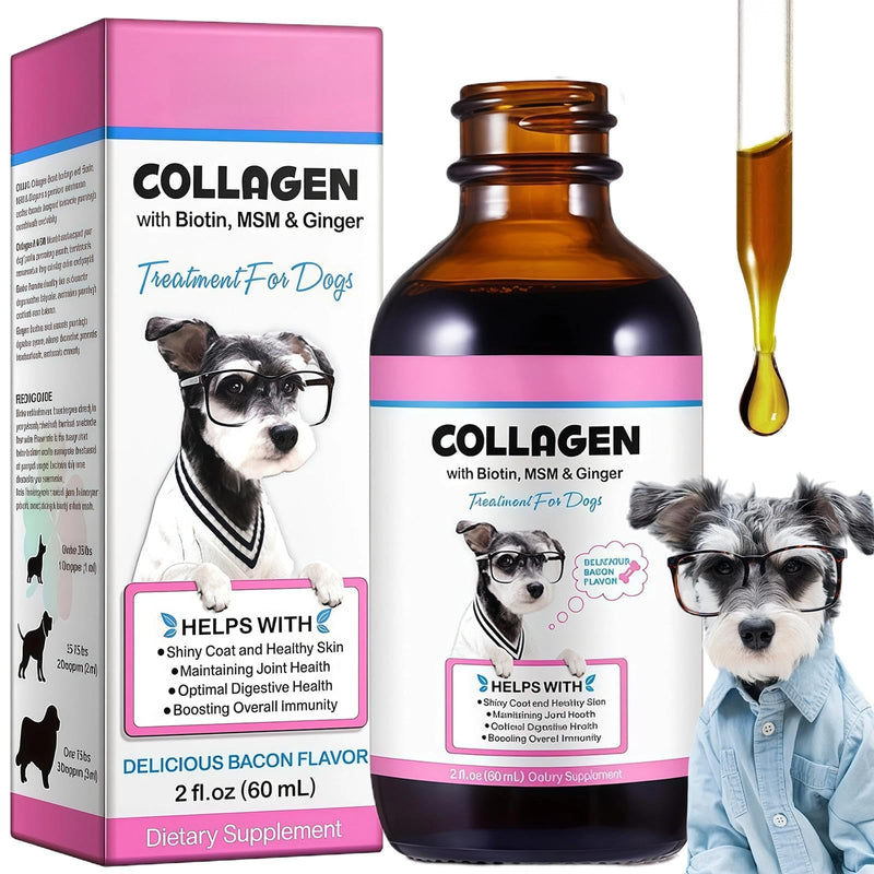 Liquid Collagen for Dogs - Liquid Collagen Supplement with Vitamin C for Skin, Coat & Joint Support, Promotes Mobility & Vitality, 60ML