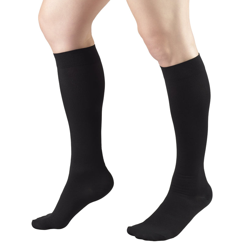 Truform Surgical Stockings, 18 mmHg Compression for Men and Women, Knee High Length, Closed Toe Black Medium (1 Pair)