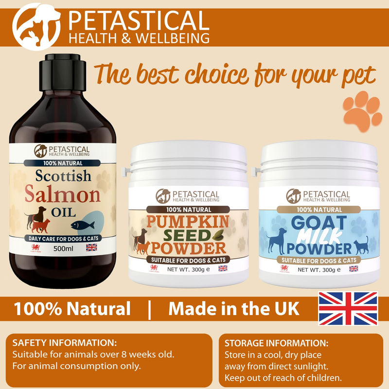 Pumpkin Powder for Dogs & Cats, 100% Natural Fibre Food Topper and Tasty Treat Rich in Prebiotics for Digestive Gut Health, Loose Stools, Made in UK (300g)
