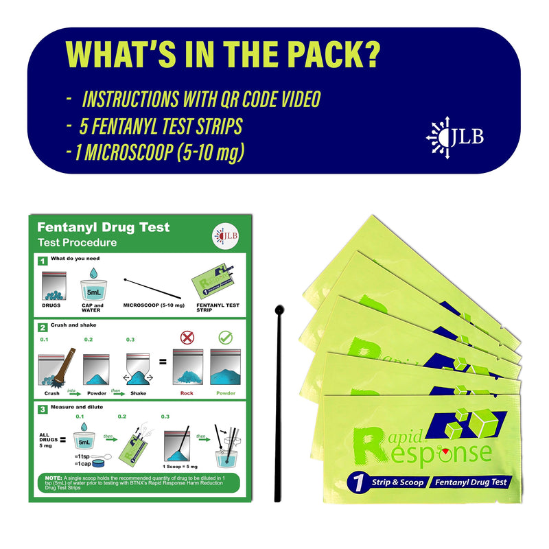 Rapid Response 2.0 Fentanyl Test Strips-5 Pack – Upgraded Drug Testing Kit with Micro Scoop – Fewer Cross-Reactions – Fast & Accurate Harm Reduction Tool for Overdose Prevention Pack of 5 - BeesActive Australia