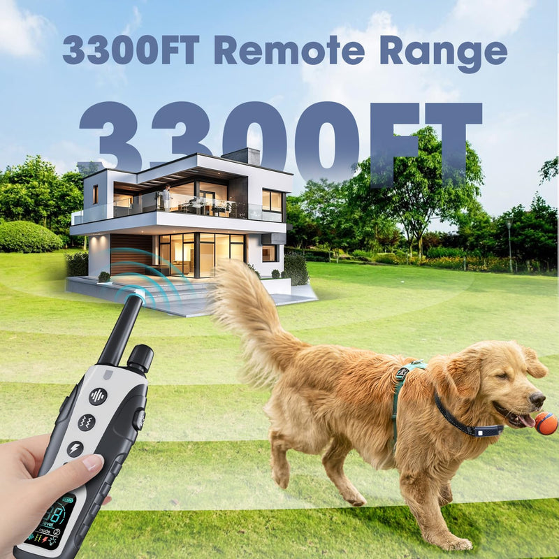 LP Dog Shock Collar - 3300Ft Dog Training Collar with Remote for Small Medium Large Dogs Rechargeable Waterproof e Collar with Beep, Vibration, Safe Shock, Flashing Light and Security Lock - BeesActive Australia