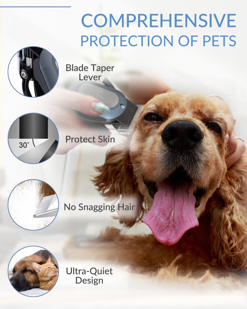 Dog Clippers for Grooming with 12V High Power Plug-in for Thick Heavy Coats Quiet, Pet Electric Professional Hair Grooming Clippers kit with 10 Metal Guard Combs Brush for Dogs Cats Pets (Navy) Navy - BeesActive Australia