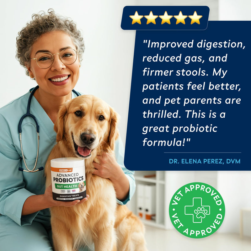 Advanced Probiotics for Dogs Gut Health with Fibre - Pre, Post & Probiotic Treats - Dogs Digestive Health Sensitive Tums Support - All Breeds & Ages - Dog Probiotics for Gut Health (180 Ct) Pork 180Ct Probiotic Chews