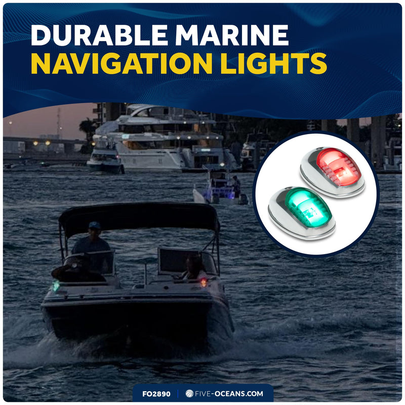 Five Oceans Boat Navigation Lights, LED Bow Light, Navigation Lights for Boats LED Red and Green, Boat Lights Navigation Vertical Mount Sidelight, 12V, USCG 2NM Certified - FO2890 - BeesActive Australia