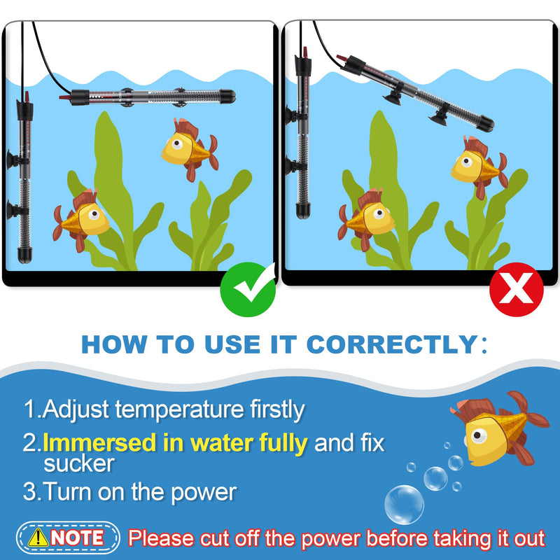 Dreyoo 2 Set 300W Submersible Aquarium Heater, Adjustable Aquarium Fish Tank Heater with 4 Thermometers Stickers and Suckers, Adjustable Knob Thermostat for Marine Saltwater and Freshwater - BeesActive Australia