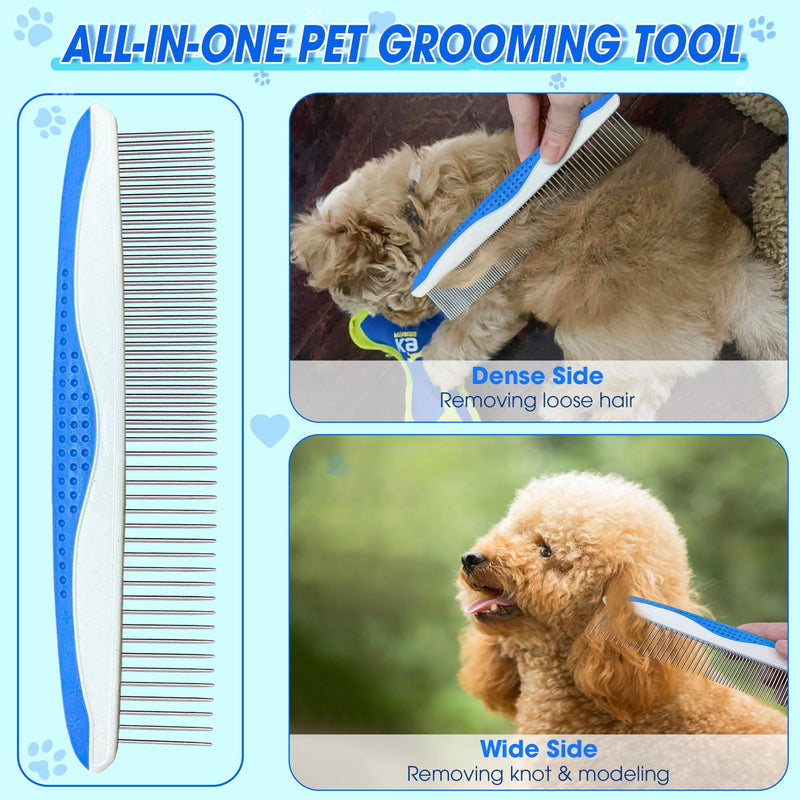 Dog Comb to Remove Tangles and Knots, Cat Comb with Stainless Steel Teeth and Non-Slip Handle, Dog combs for grooming matting for Long Haired Dog, Cat and Other pets. (Style 1) Style 1 - BeesActive Australia