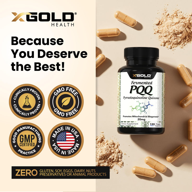 Fermented PQQ 20mg Supplement, Pyrroloquinoline Quinone, 120 Capsules | Mitochondrial Support, Cellular Energy Production, Brain Health, Memory, Focus & Healthy Aging, Vegan, Non-GMO 120 Count (Pack of 1)