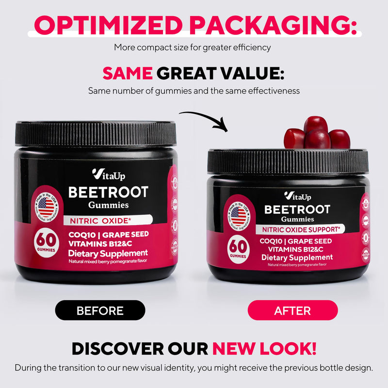 Beet Root Gummies ‚Äì Beet Gummies ‚Äì Red Beets Supplements with Beetroot, Grape Seed, Coq10, Vitamin C & B12 ‚Äì 60 Beet Chews