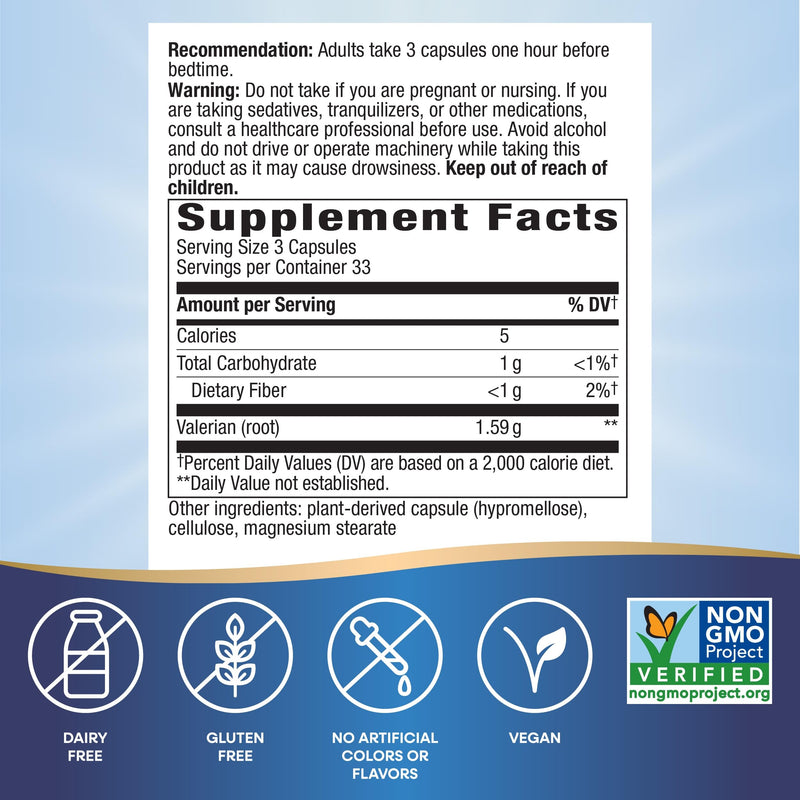 Nature's Way Valerian Root - Traditional Sleep Support* - Valerian Root Capsules - Gluten Free & Vegan - 100 Capsules 100 Count (Pack of 1) - BeesActive Australia