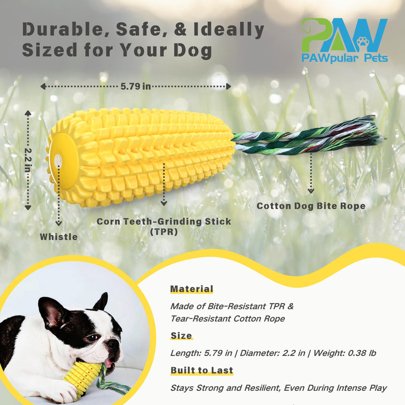 Indestructible Dog Chew Toy for Aggressive Chewers, Durable, Squeaky, Corn Stick Shape for Teeth Cleaning & Interactive Play, Puppy Toys, Suitable for Small, Medium, Large Breeds - BeesActive Australia