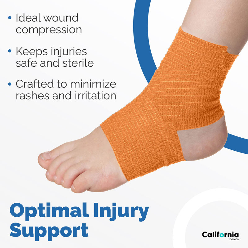 California Basics Self-Adhesive Medical Tape (2 inch) - Pack of 12 - Cohesive Bandage Wrap Rolls - Waterproof Athletic Tape - Self Adhesive Medical Adhesive Bandage Wrap - Vet Stretch Wrap 2 Inch 12 pack Multi - BeesActive Australia
