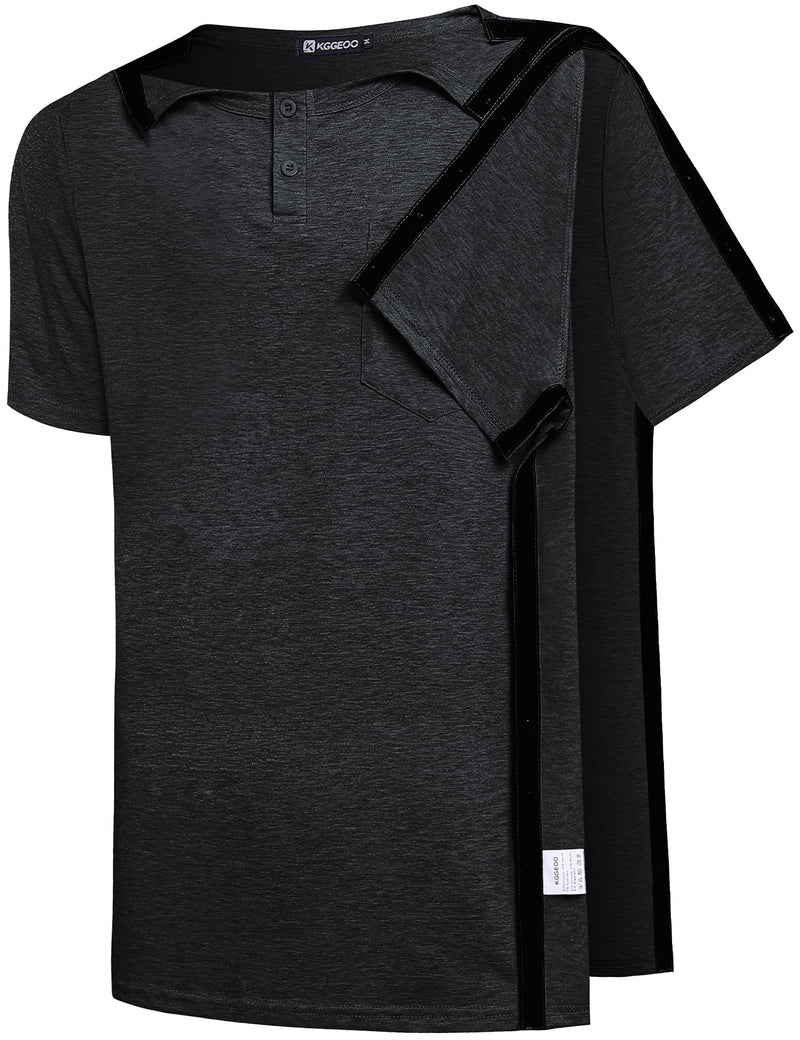 2 Pack Snap Shoulder Surgery Shirts for Men Rotator Cuff Recovery 3X-Large Dark Gray&navy Blue