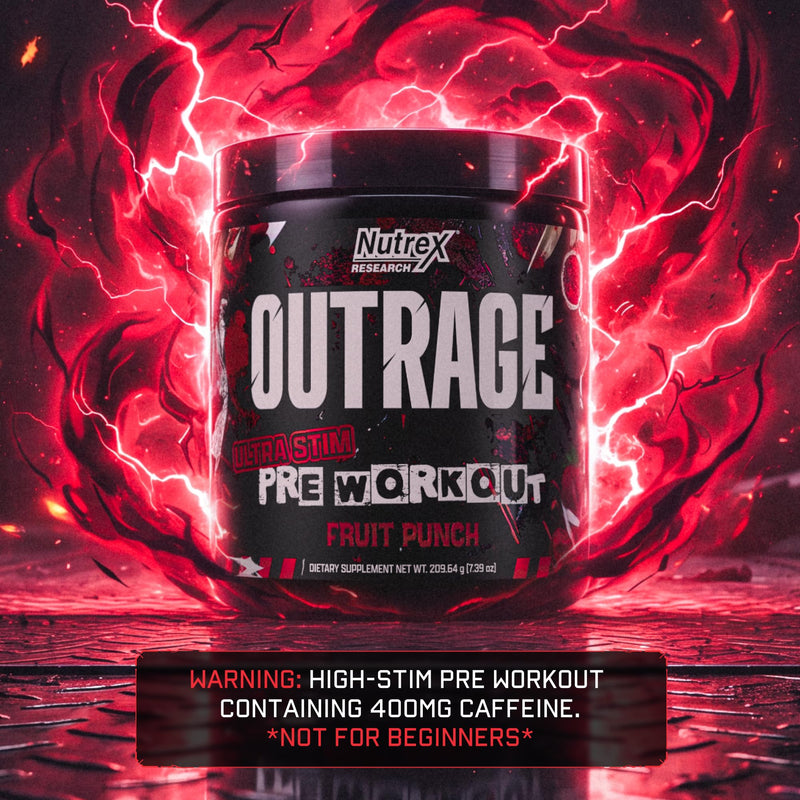 Outrage Ultra HIGH STIM Pre-Workout Powder for Men Fruit Punch | 400mg Caffeine, L-Citrulline, Beta-Alanine, Creatine | Extreme Energy, Focus, Strength & Endurance | 30 Servings 8 Ounce (Pack of 1)