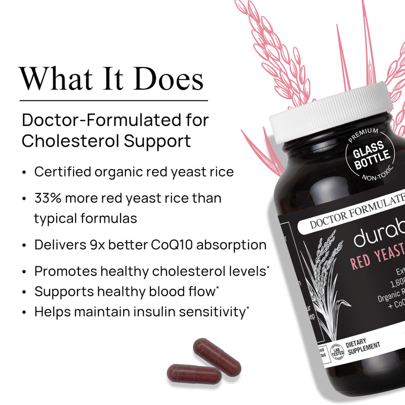 Durable RED Yeast Rice ‚Äì Organic 1,600 mg Extra Strength + CoQ10 Phytosome ‚Äì Supports Healthy Cholesterol, Heart, Lipids & Circulation ‚Äì Doctor Formulated, Non-GMO, Vegan, Made in USA (60 Capsules). 60 Count (Pack of 1) - BeesActive Australia