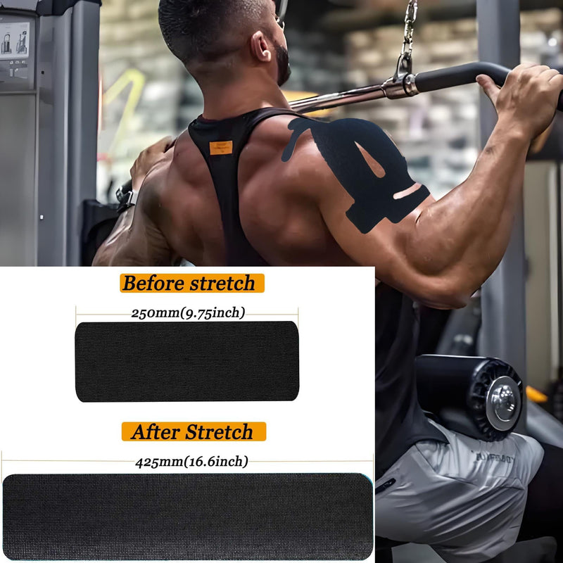 Kinesiology Tape for Shoulder Precut, 12 PCS Shoulder Tape for Pain Relief, Original Cotton Waterproof & Breathable, Enhance Elastic Sports Tape for Pain Support and Muscle Sports(Black) Black-12pc - BeesActive Australia