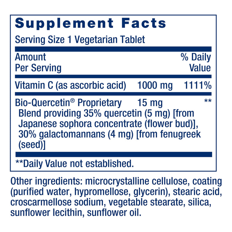 Life Extension Vitamin C & Bio-Quercetin Phytosome – Vitamin C Plus Ultra-Absorbable Quercetin for Immune Support – Gluten-Free, Non-GMO, Vegetarian – 250 Vegetarian Tablets 250 Count (Pack of 1) - BeesActive Australia