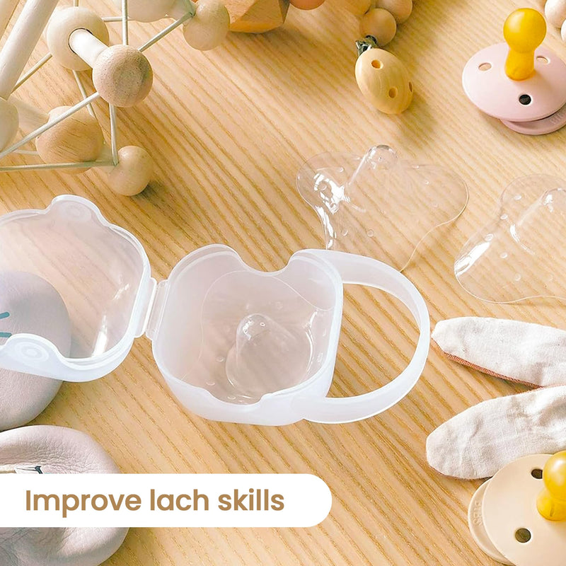 purifyou Nipple Shields for Nursing Breastfeeding Newborn, 24mm / 20mm / 18mm / 16mm, Set of 3 Silicone Nipple Shield with Free Case Latch Assist Nipple Guard & Breastfeeding Shield (18mm) - BeesActive Australia