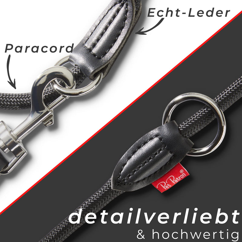 PetPatron® dog leash 3m adjustable (1.5-3m) stylish leash 3m nylon with leather elements (45 kg) shoulder leash, double leash & dog leash 3m black 3 m x 1.1 cm - BeesActive Australia