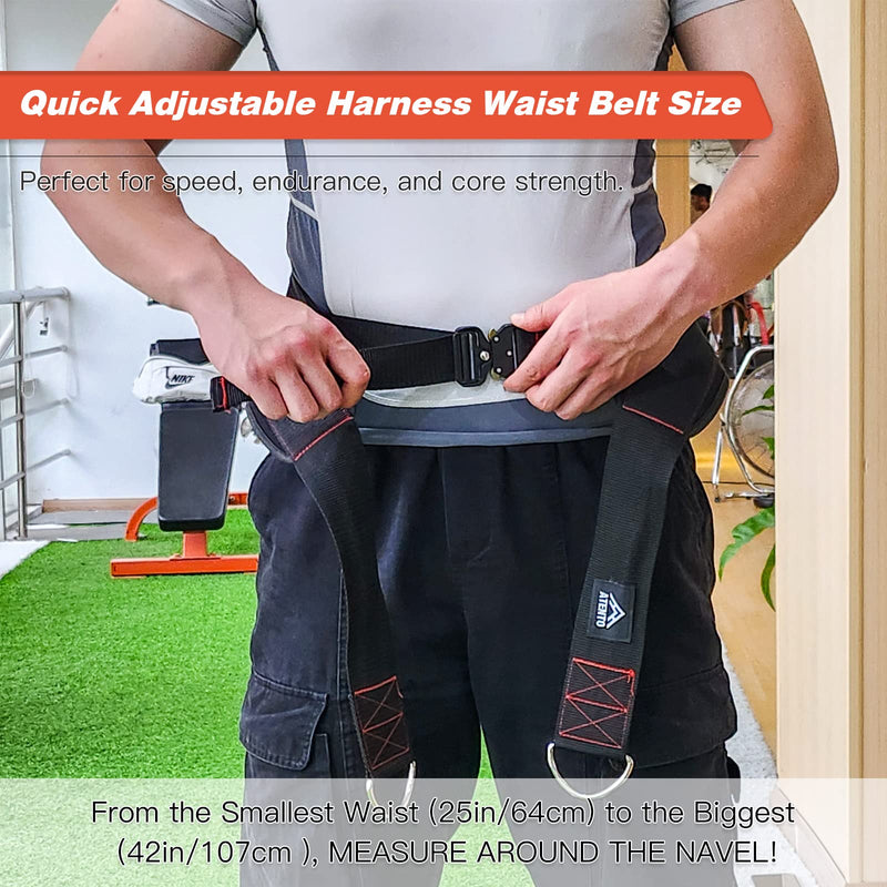 ATENTO Sled Pulling Belt, Adjustable Closure Sled Training Waist Belt,Weight Sled Pull Belt for Tire or Sled Pulling, Squat,Leg Muscles Strength Training, Agility, Resistance Training, Core Power Workout, Belt for Pulling with 2 Pulling Straps & 4 Hook...
