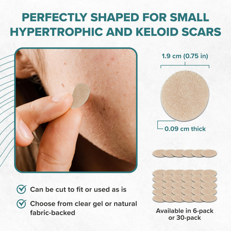 Epiderm Silicone Scar Circles – Silicone Scar Patches for Face & Body – Reusable Adhesive Scar Dots for Small, Targeted Areas – Keloid & Surgical Scars (6-Pack)