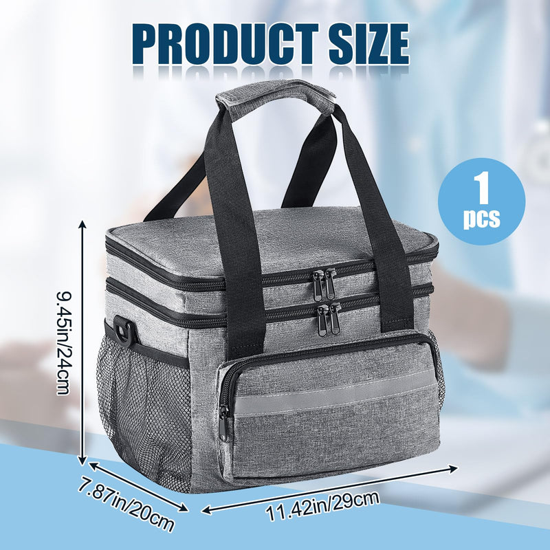 1 Pack Double Layers Medicine Storage Bag Pill Bottle Organizer 11.4 x 7.9 x 9.5 in Empty First Aid Kits Bag with Shoulder Strap for Home Emergency Medication Fish Oil Vitamins 1 - BeesActive Australia