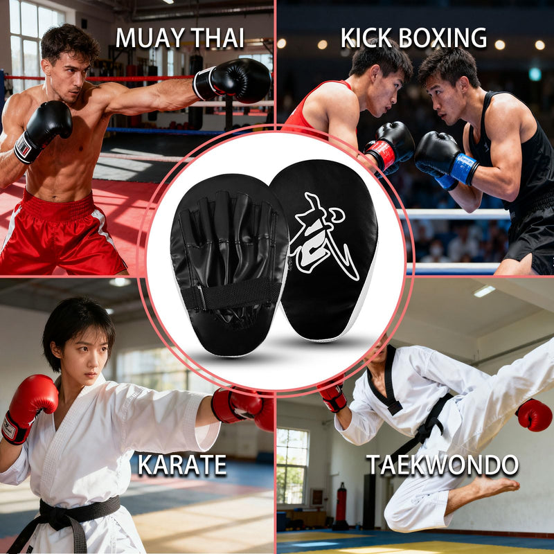 2-in-1 Boxing Pads Set, Punching Gloves Mitts Kick Pack, Adjustable Strap Kickboxing Training Set for Karate, Muay Thai, Taekwondo - Leather