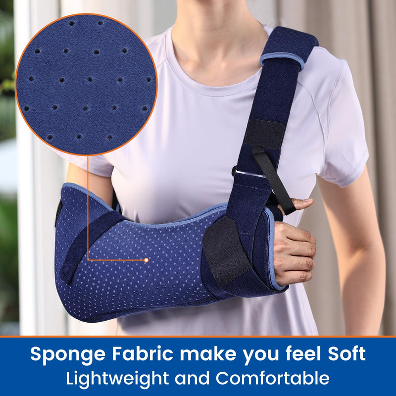 Arm Sling for Shoulder Injury with Waist Strap - Immobilizer Brace Support for Sleeping, Rotator Cuff Surgery (Comfort Version, Left, Medium,28.5-41inch) M Left Arm