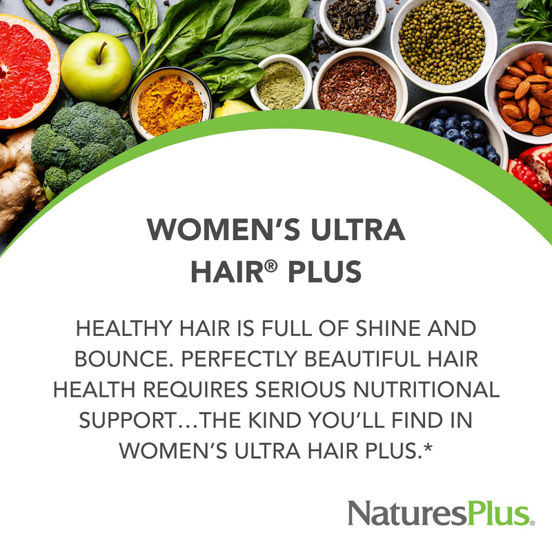 NaturesPlus Women’s Ultra Hair Plus - 60 Sustained Release Tablets, Pack of 2 - Nutritional Support for Healthy Hair Structure - Gluten Free - 60 Total Servings 60 Count (Pack of 2)