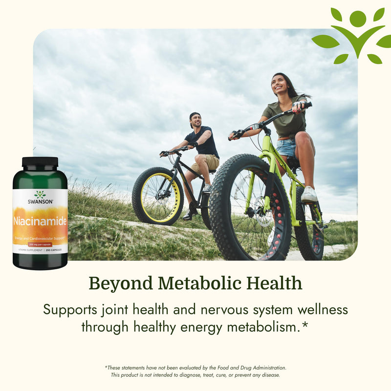 Swanson Niacinamide Vitamin B3 Supplement, 250 mg, 250 Capsules | For Heart-Health-Conscious Adults, Versatile Vitamin B3 Supporting Joint Health, Heart Health, and Carbohydrate Metabolism 250 Count (Pack of 1)